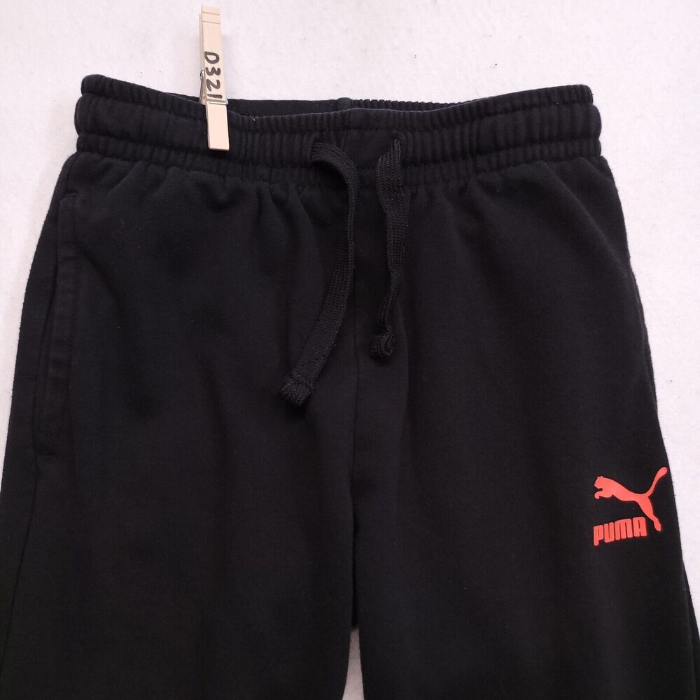 Puma Pull On Active Running Athletic Pants Youth Boys Size S Black Orange Blue